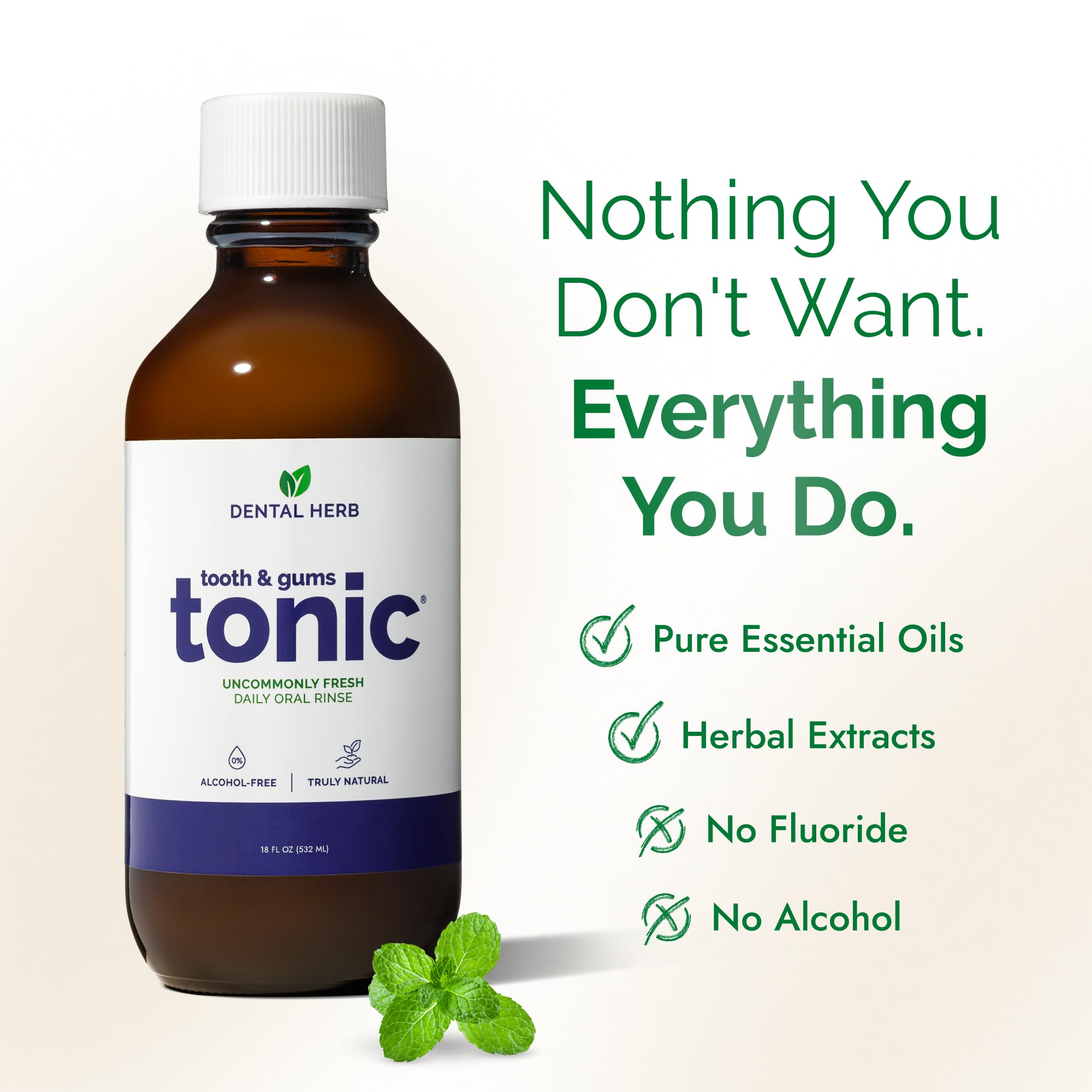 Textura líquida del tónico Dental Herb Company mostrando apariencia clara
