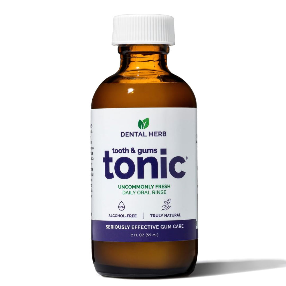 Dental Herb Company envase frontal 2 oz mostrando tamaño compacto y portabilidad