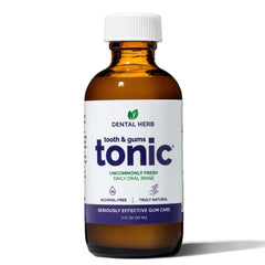 Dental Herb Company envase frontal 2 oz mostrando tamaño compacto y portabilidad