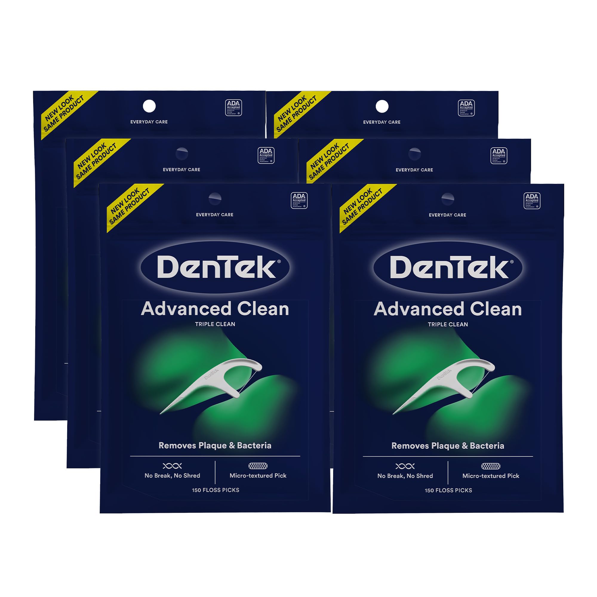 DenTek empaque frontal del paquete de 150 unidades mostrando ahorro y cantidad