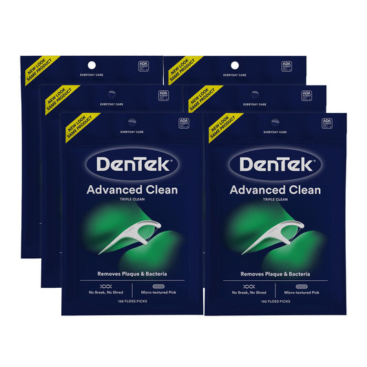 DenTek empaque frontal del paquete de 150 unidades mostrando ahorro y cantidad