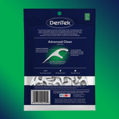 DenTek floss pick al lado de un objeto para comparar tamaño y portabilidad