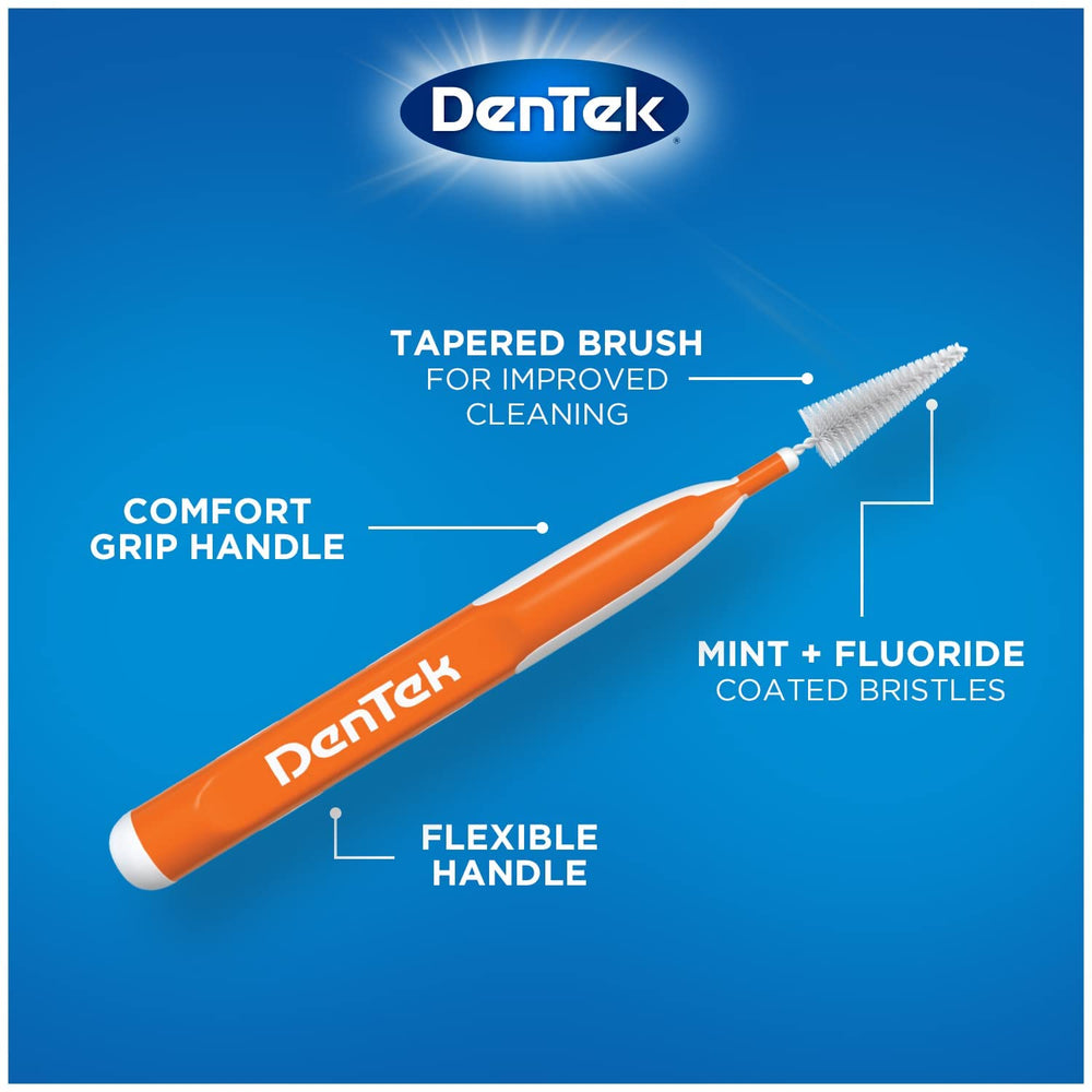 DenTek primer plano de cerdas cónicas que facilita limpieza precisa entre dientes