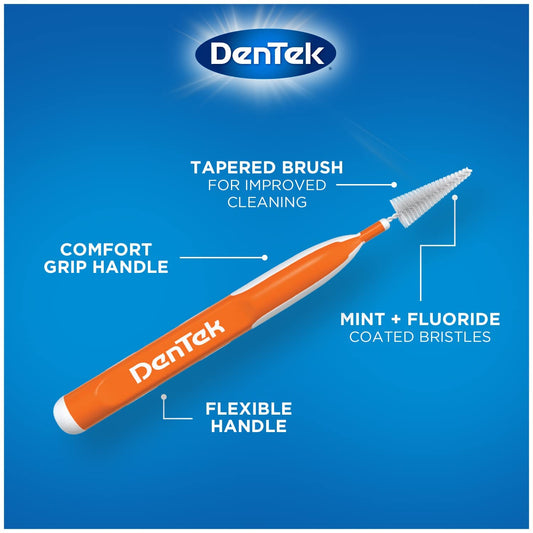 DenTek primer plano de cerdas cónicas que facilita limpieza precisa entre dientes