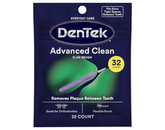 DenTek primer plano de cerdas extra estrechas, elimina restos en espacios ajustados