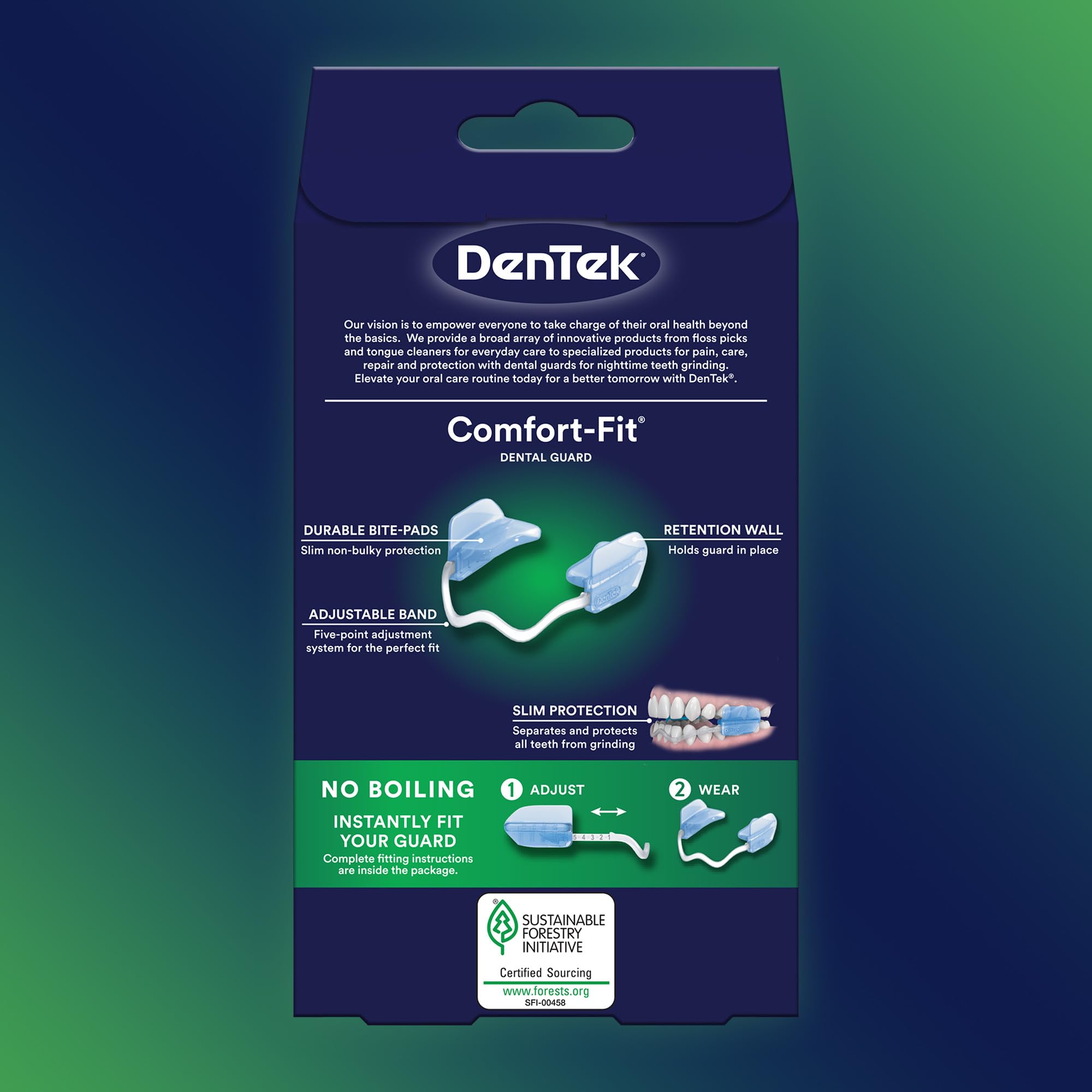 DenTek estuche abierto con guard listo para guardado higiénico