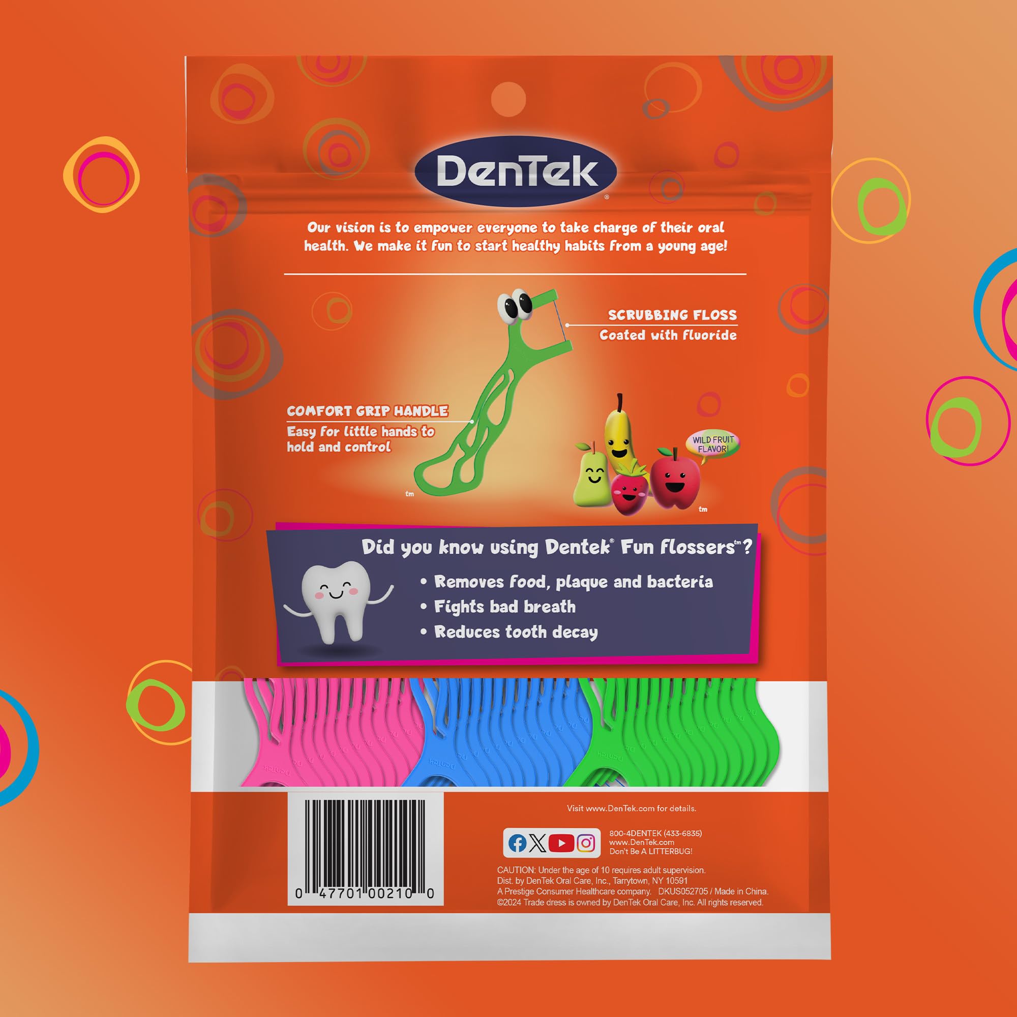 Etiqueta de aceptación ADA en producto DenTek indicando diseño pediátrico