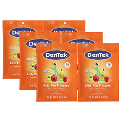 DenTek paquete frontal con 75 flossers sabor Wild Fruit, promueve hábito dental