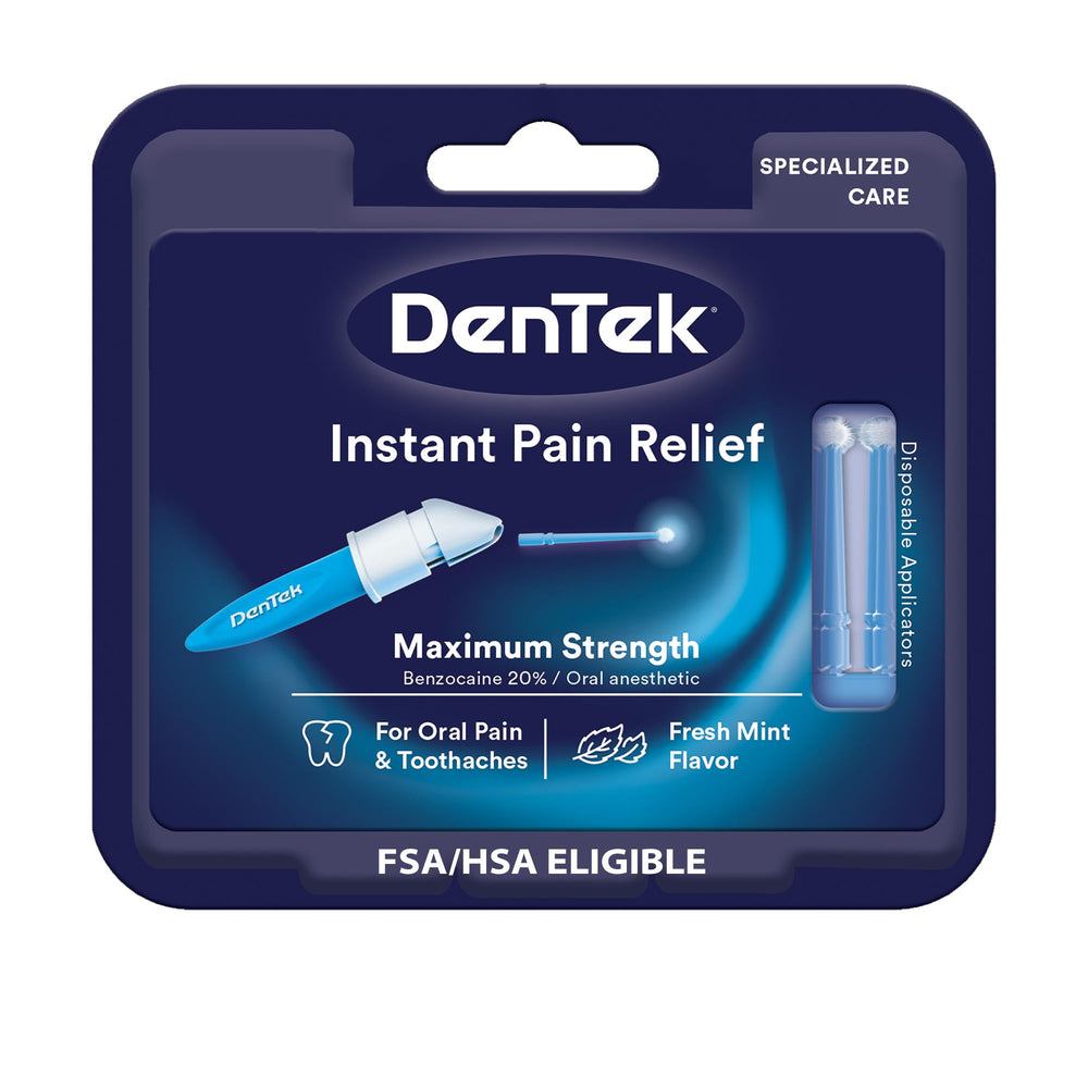 DenTek empaque frontal mostrando kit completo y beneficio portátil