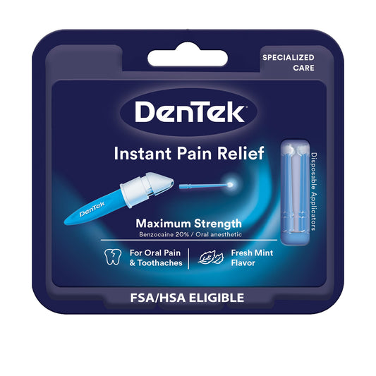 DenTek empaque frontal mostrando kit completo y beneficio portátil