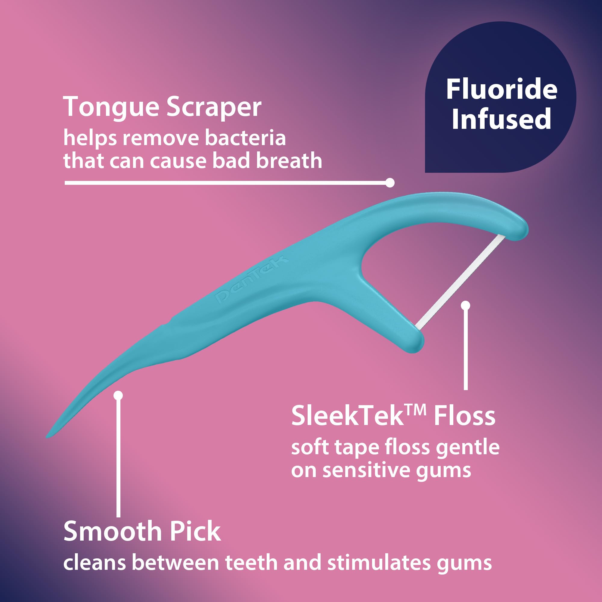 DenTek pick en uso limpiando entre dientes para mayor comodidad