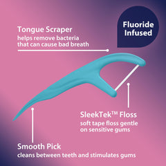 DenTek pick en uso limpiando entre dientes para mayor comodidad