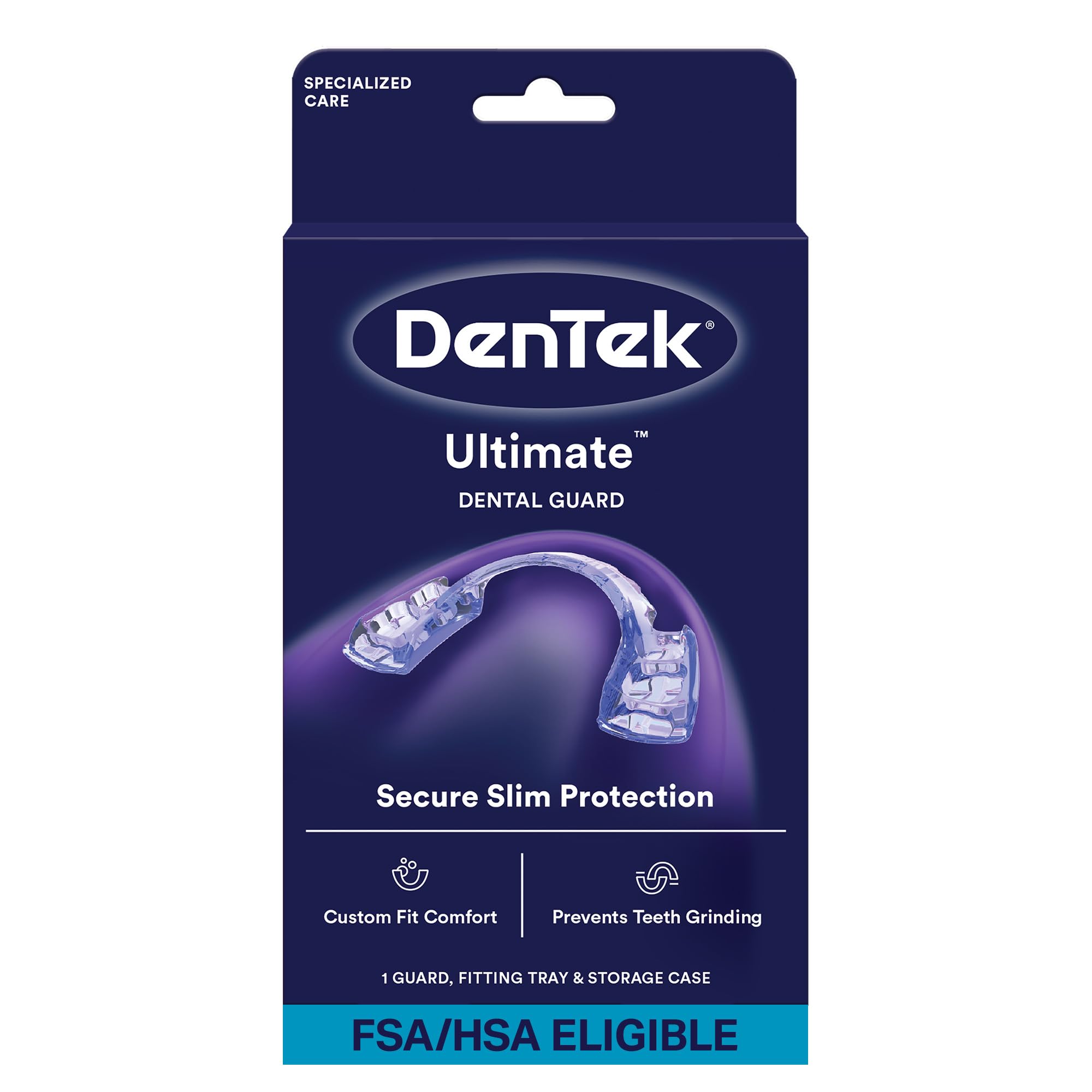 DenTek protector bucal empaque frontal mostrando información y beneficio de ajuste