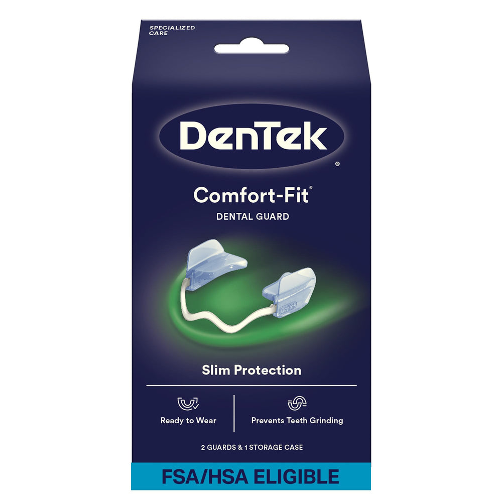 DenTek protector frontal con estuche mostrando almacenamiento seguro