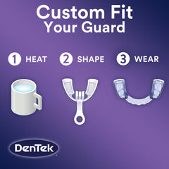 DenTek protector en una arcada dental simulada mostrando cobertura completa de dientes