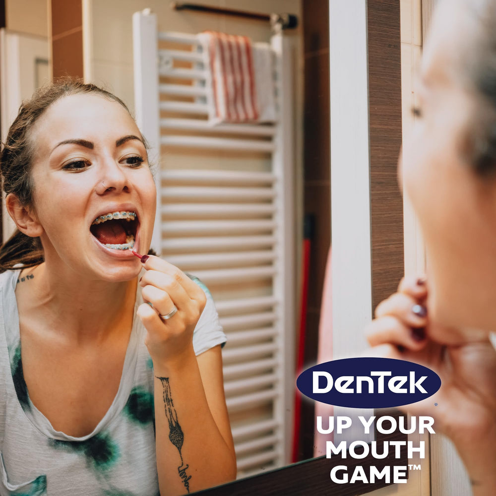 DenTek etiqueta del sabor Mouthwash Blast Mint que aporta sensación fresca al usar