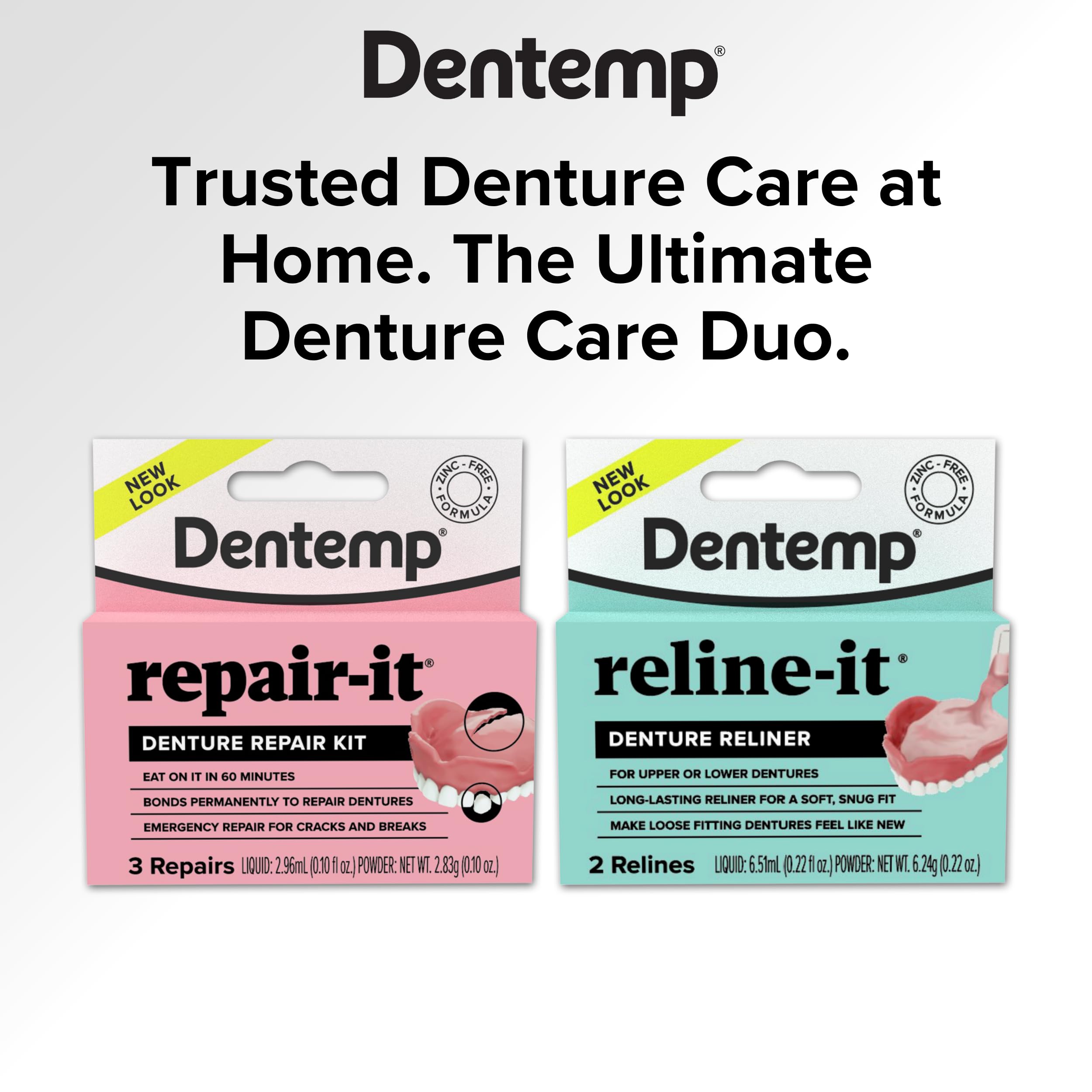 Aplicación de Reline-it de Dentemp en una dentadura por mano de usuario para ajuste rápido
