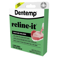 Paquete valor Dentemp con tres kits Reline-It para múltiples reaplicaciones