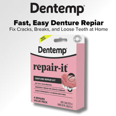 Dentemp aplicación del adhesivo reparando una prótesis en casa
