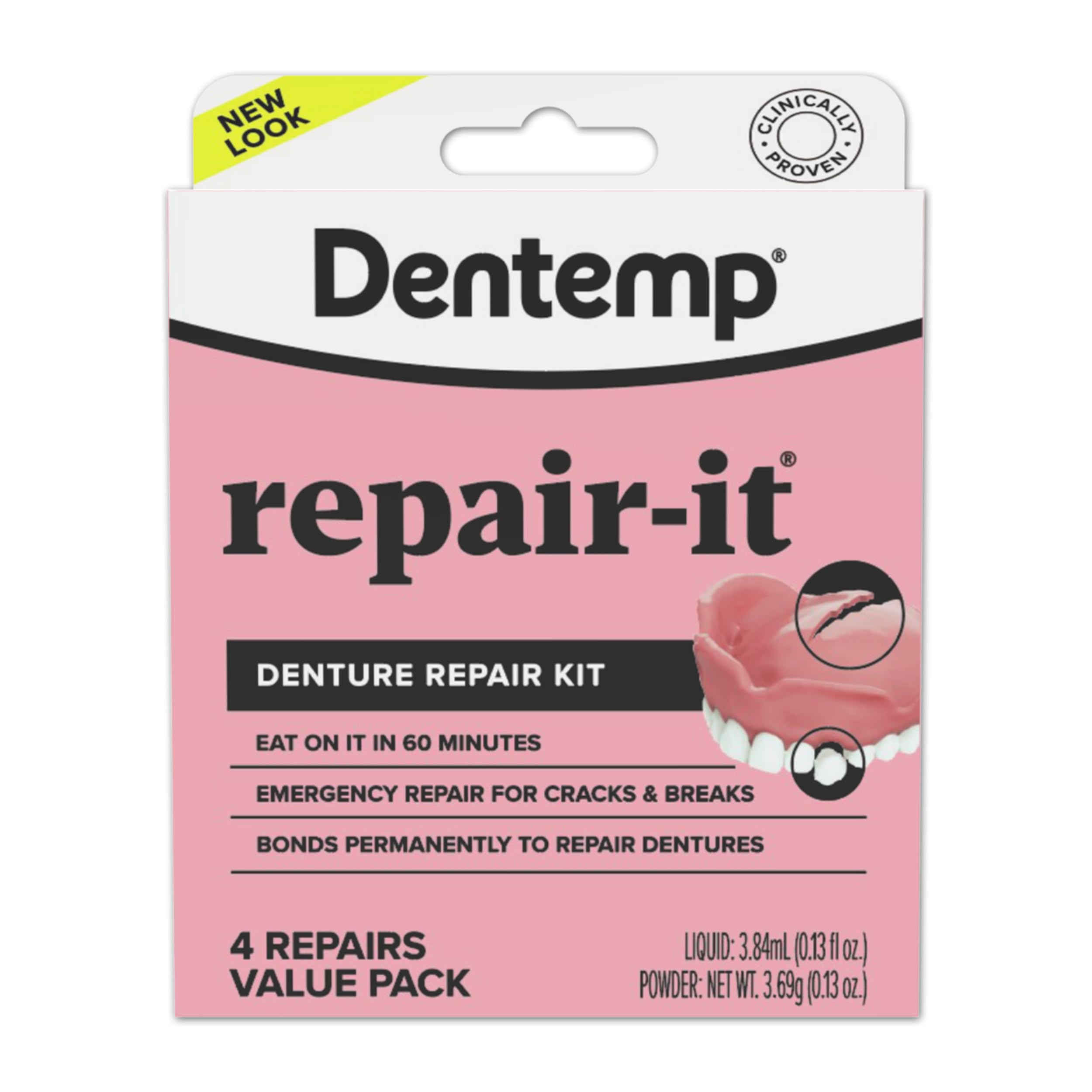 Dentemp caja frontal mostrando contenido y listados de beneficios