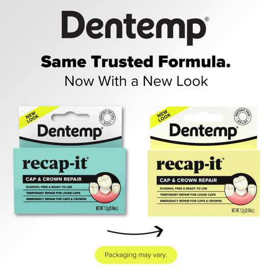 Detalle del aplicador de Dentemp Recap-It para una colocación precisa y rápida