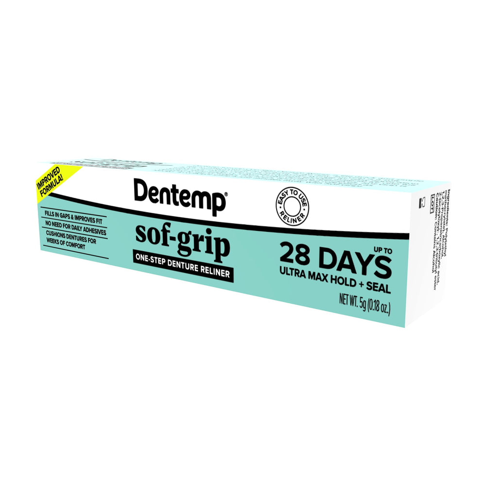 Dentemp sof-grip etiqueta con ingredientes para información clara