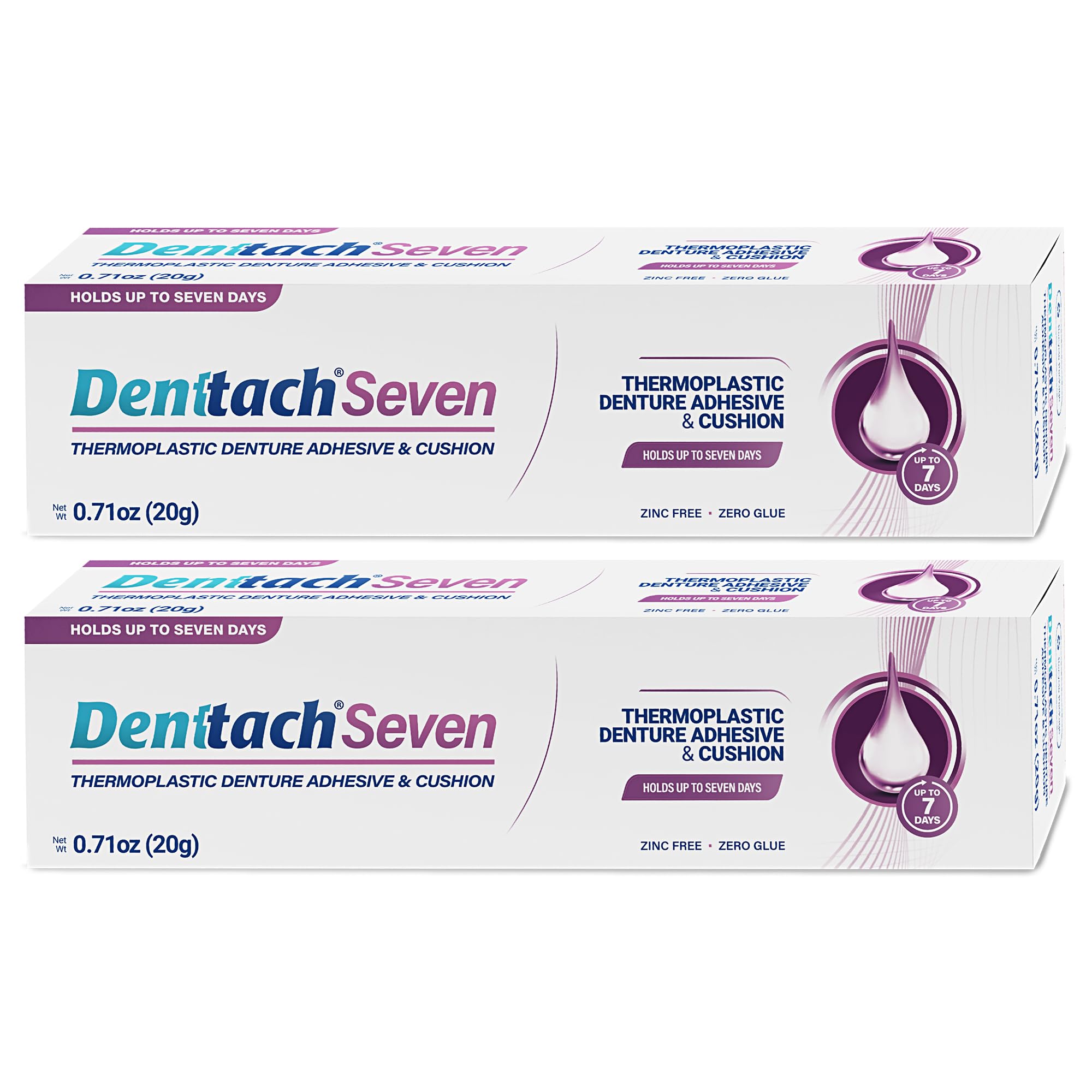 DENTTACH frente del empaque mostrando pack de dos, ofrece confianza y duración