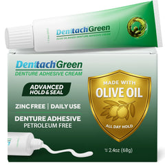 DENTTACH frente del empaque mostrando crema y beneficio sujeción duradera