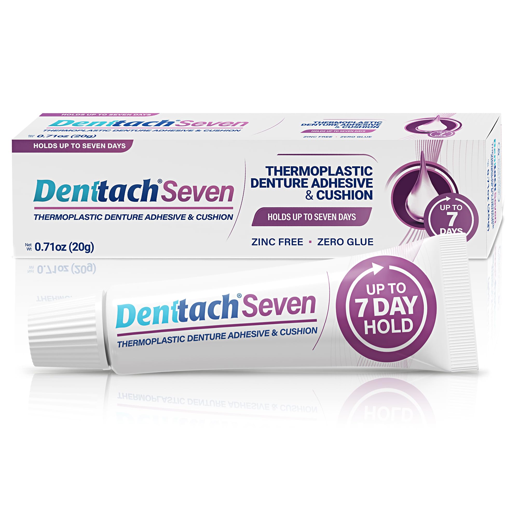 DENTTACH envase frontal mostrando adhesivo termoplástico y facilidad de uso