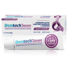 DENTTACH envase frontal mostrando adhesivo termoplástico y facilidad de uso