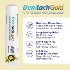 Denttach Gold etiqueta de ingredientes destacando fórmula oliva