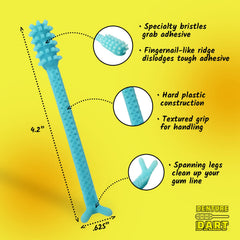 DENTURE DART patas texturizadas en primer plano para raspar líneas gingivales