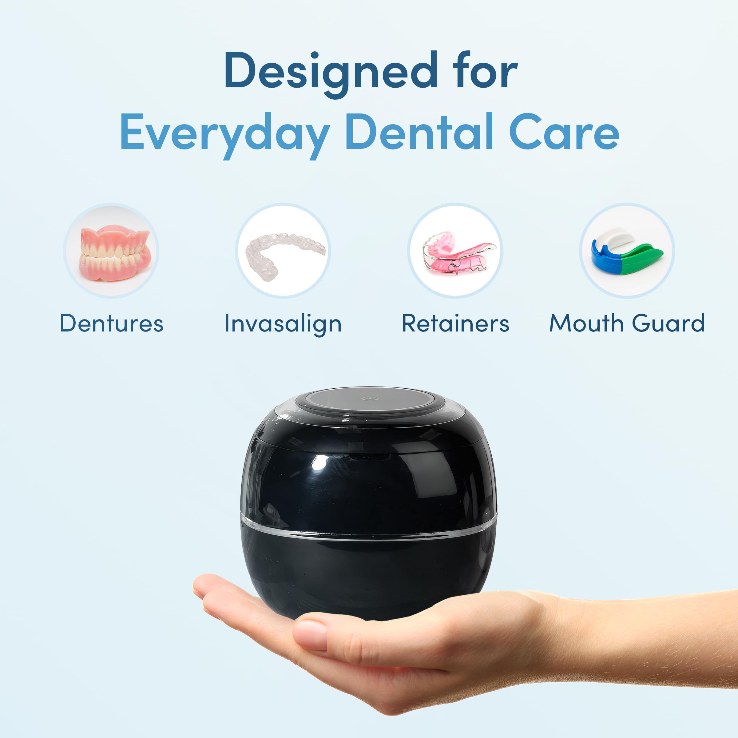 Denture Dome lámparas UV-C internas mostrando la tecnología de desinfección