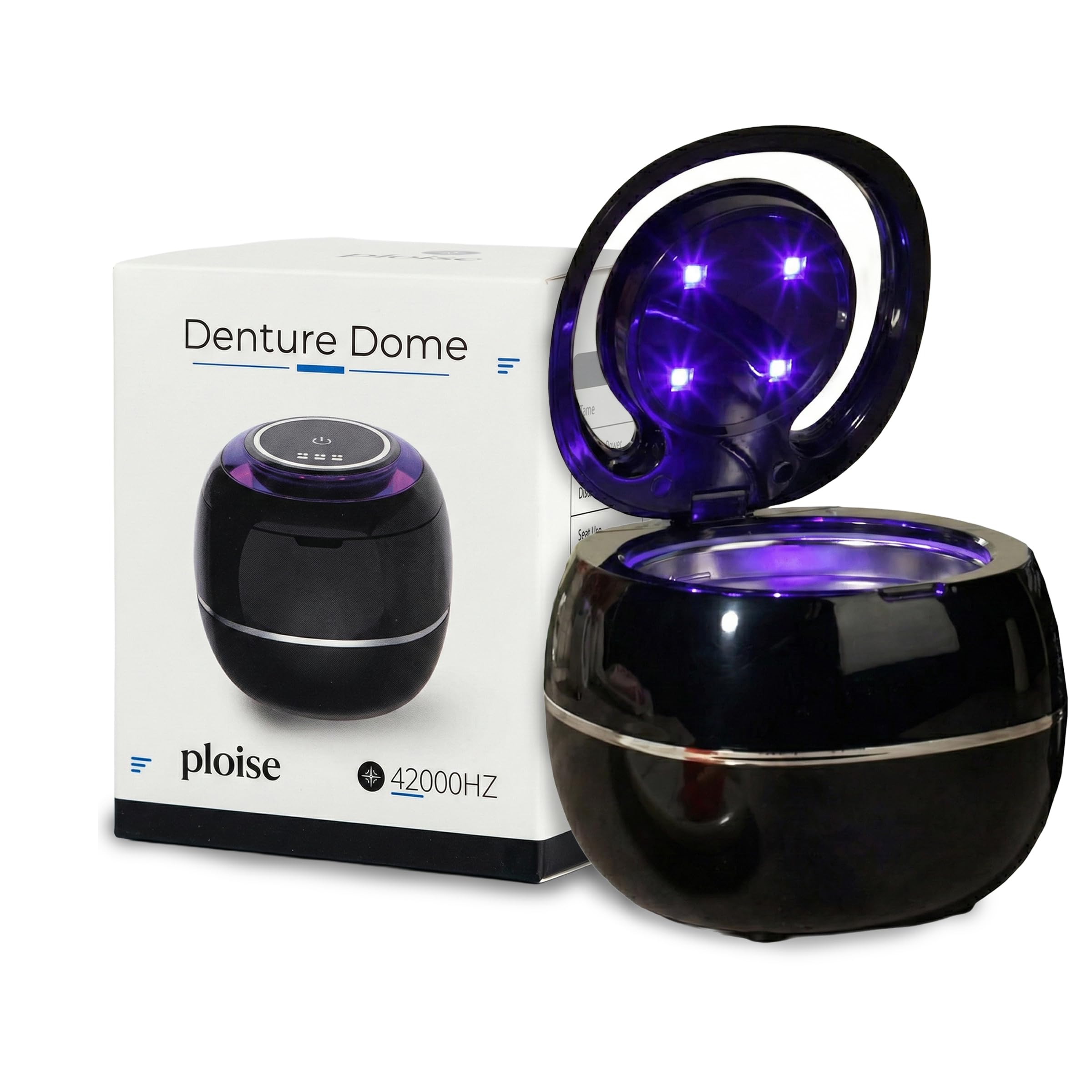 Denture Dome vista frontal con botón simple y acabado elegante para uso diario