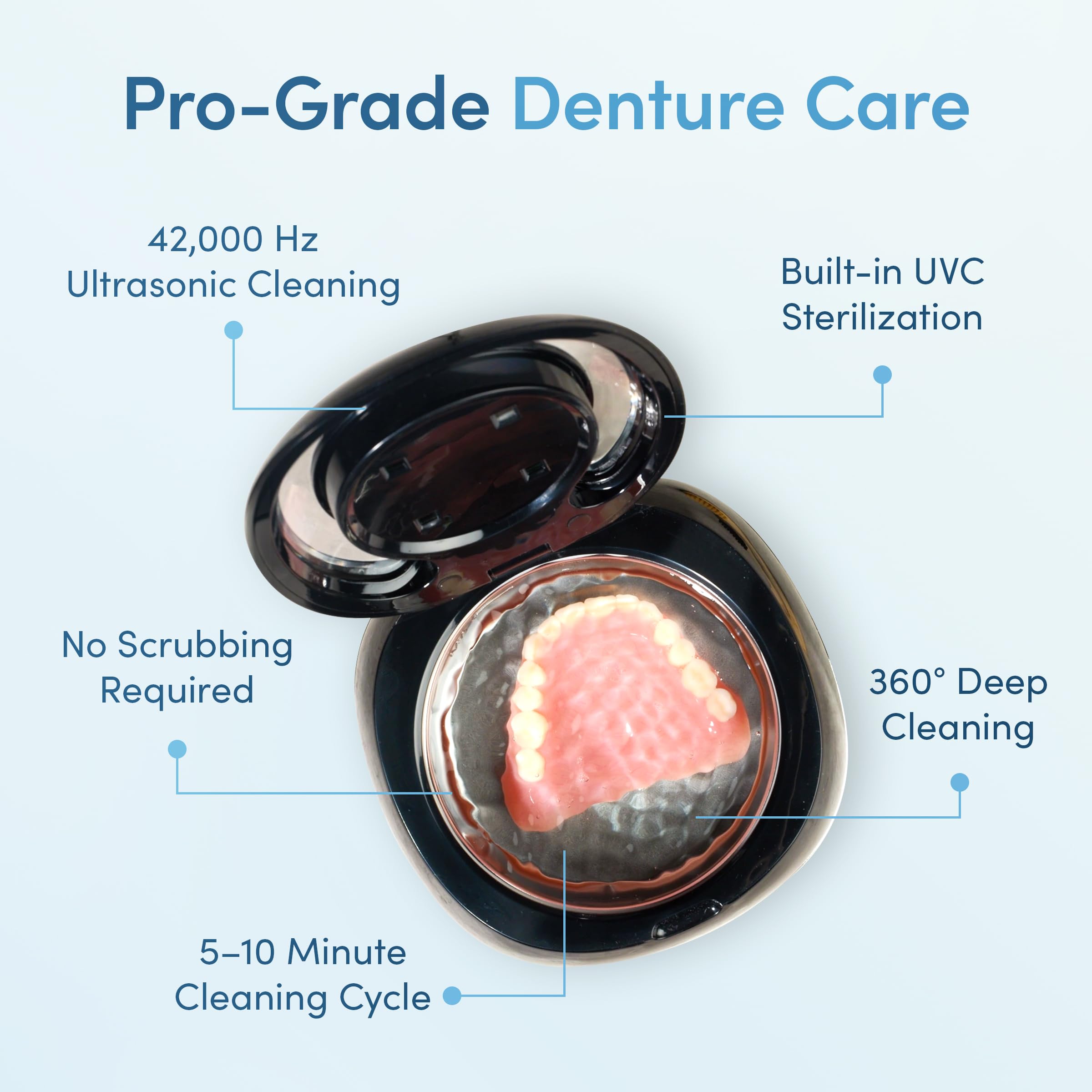 Denture Dome tanque de acero inoxidable 200 ml extraíble para limpieza cómoda