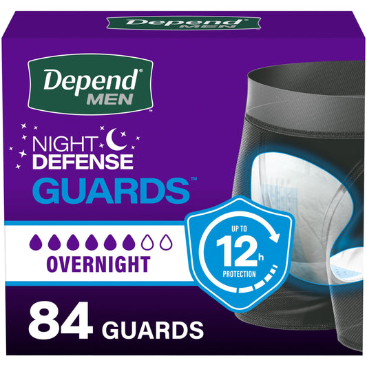 Depend vista frontal del empaque que indica protección nocturna