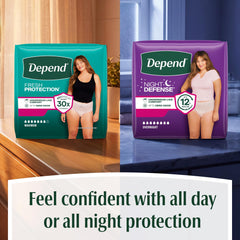 Depend escena lifestyle mujer confiada usando la prenda en casa