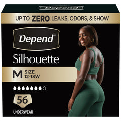Depend paquete frontal mostrando 56 unidades y diseño discreto