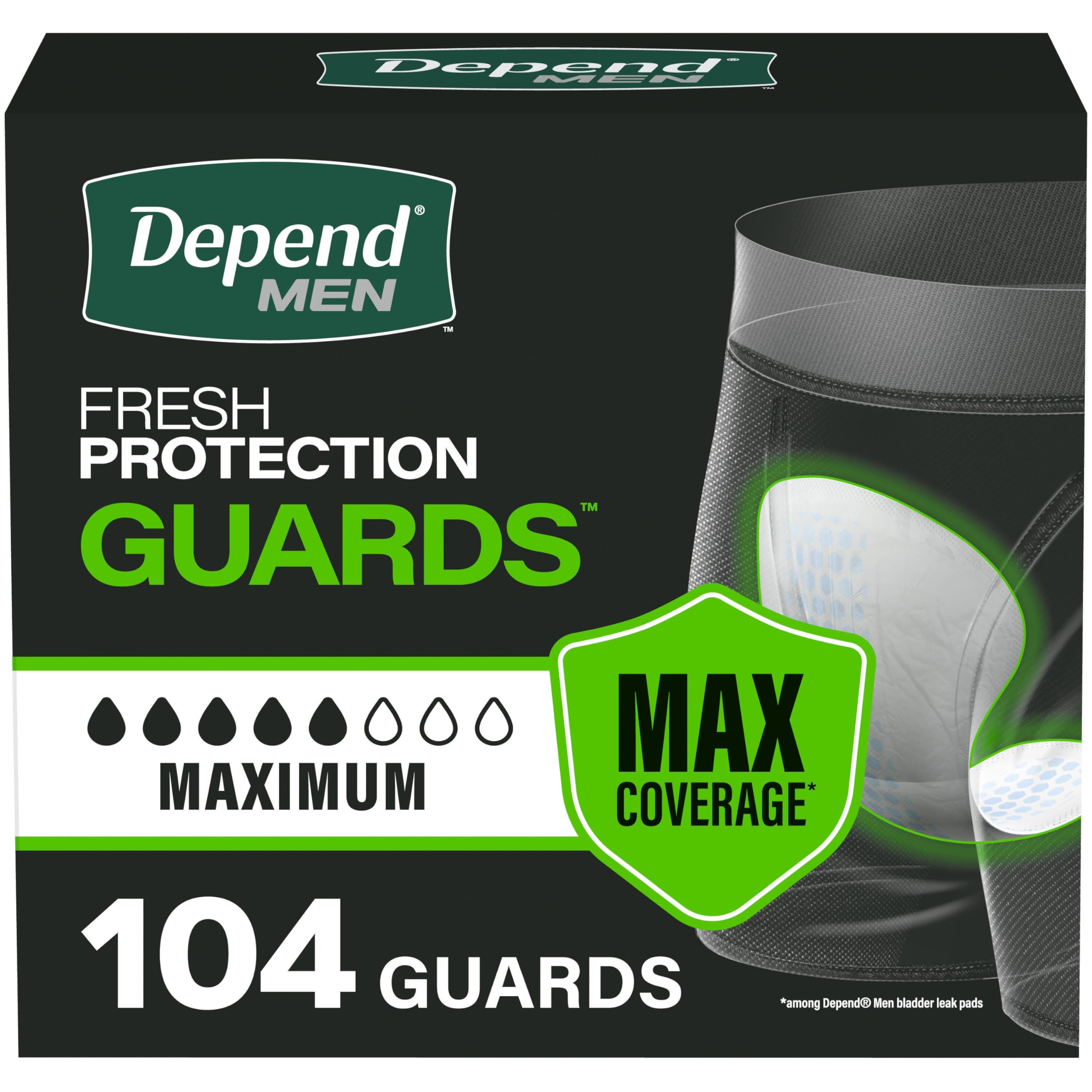 Depend paquete frontal mostrando 104 unidades y conveniencia