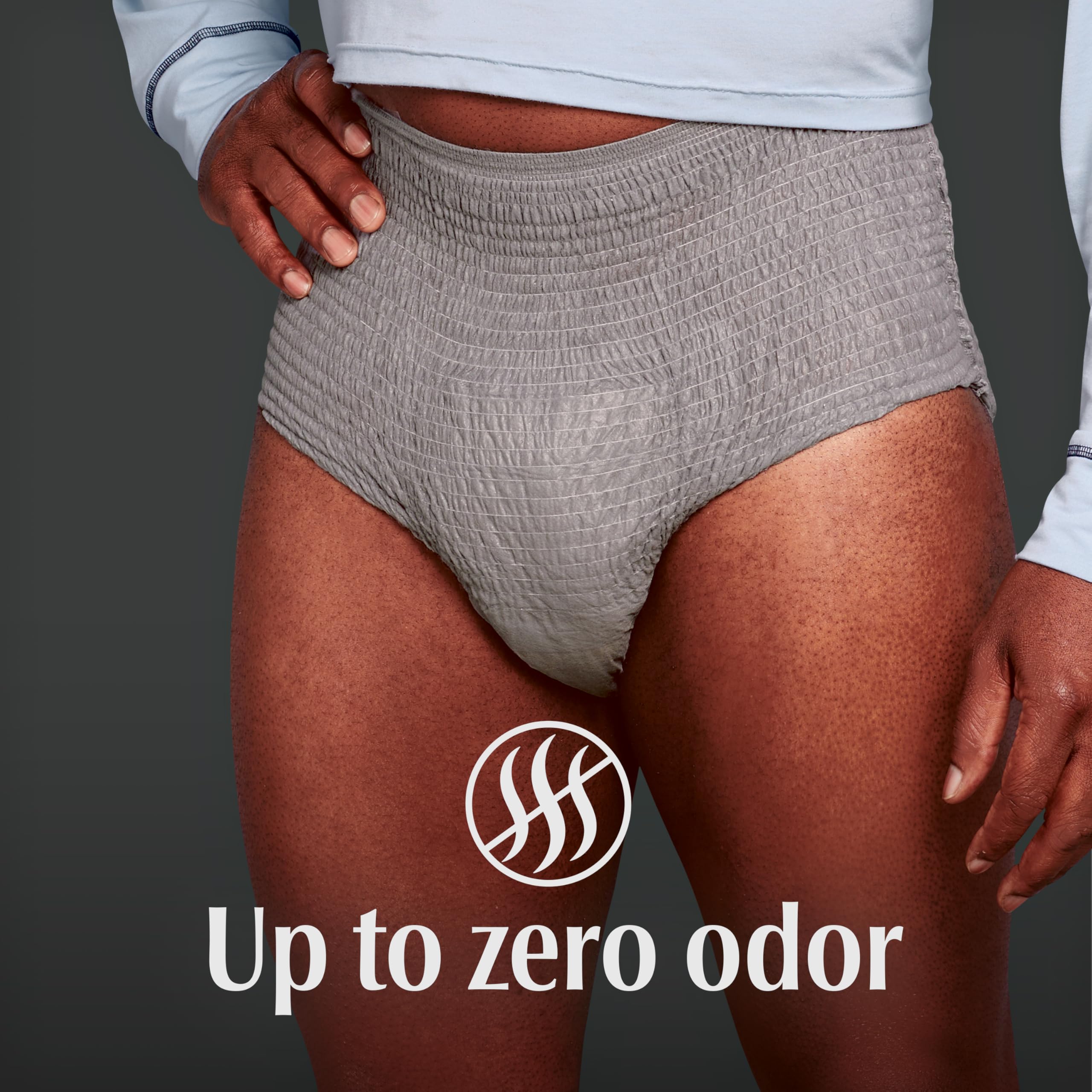 Depend etiqueta con tecnología ODORBLOCK destacando control de olores