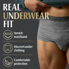 Depend Real Fit color gris listo para uso cotidiano y discreción