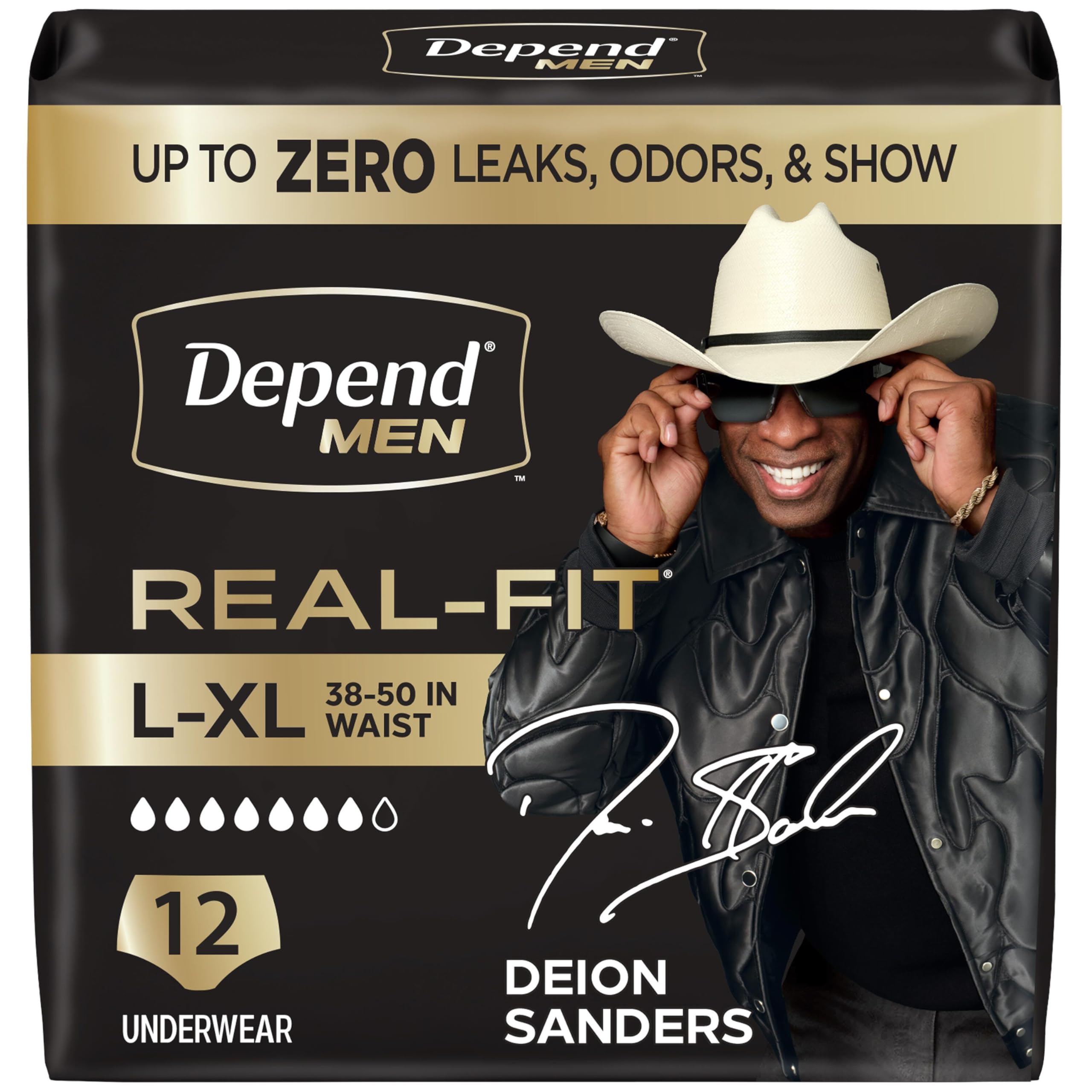 Depend empaque frontal mostrando 12 unidades y beneficio discreción