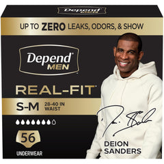 Depend Real Fit frontal del paquete mostrando diseño discreto y confort