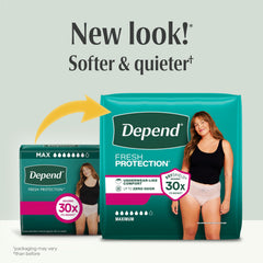 Depend textura de tacto algodón mostrando suavidad para piel sensible y confort