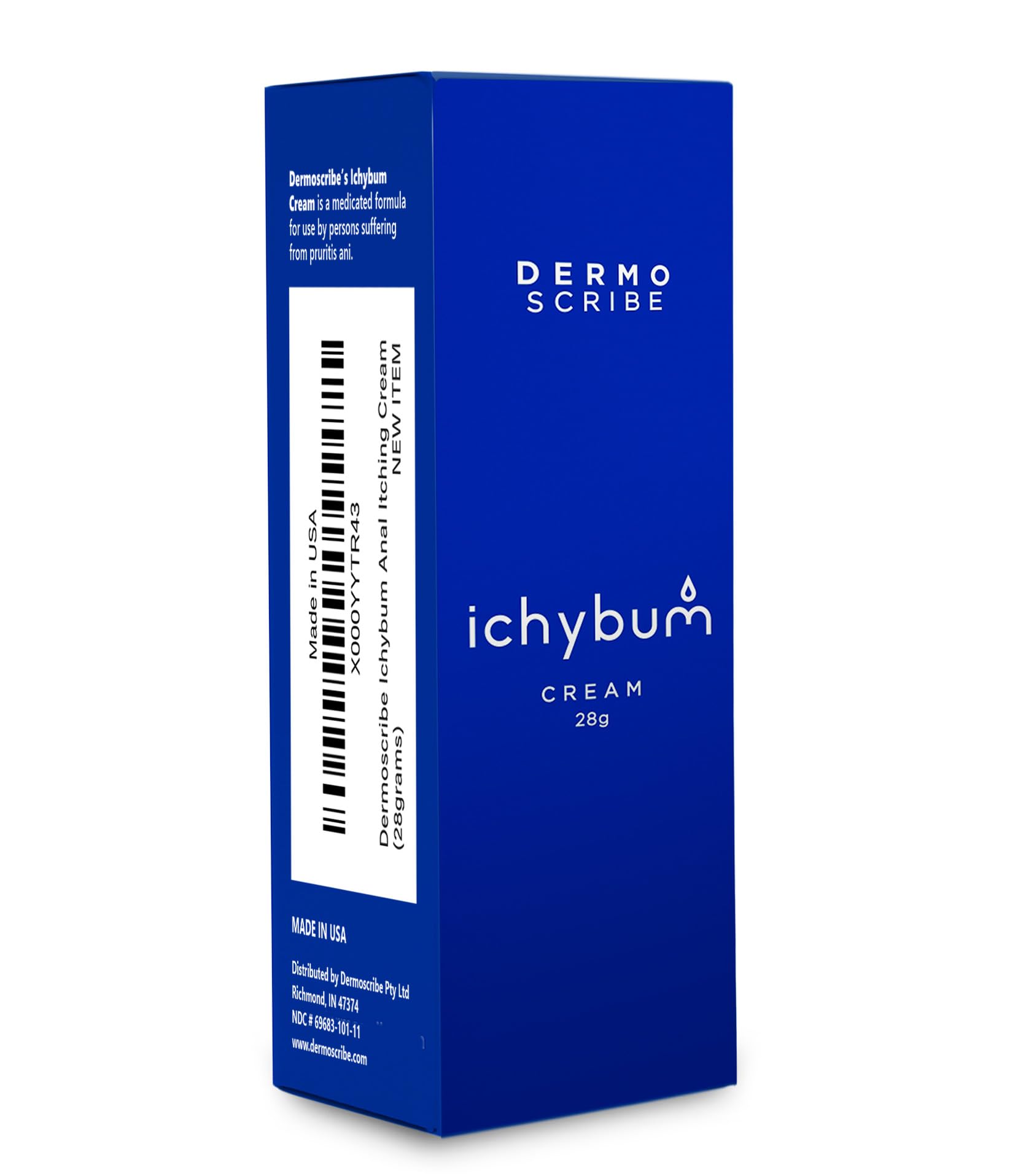 Dermoscribe Ichybum comparación de tamaño 28 g para referencia práctica