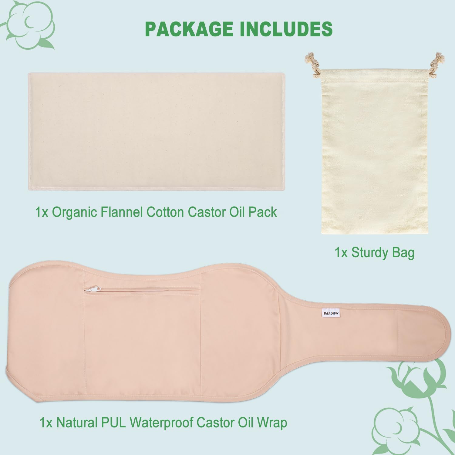 DEROWN empaque del kit con instrucciones y piezas incluidas para uso inmediato