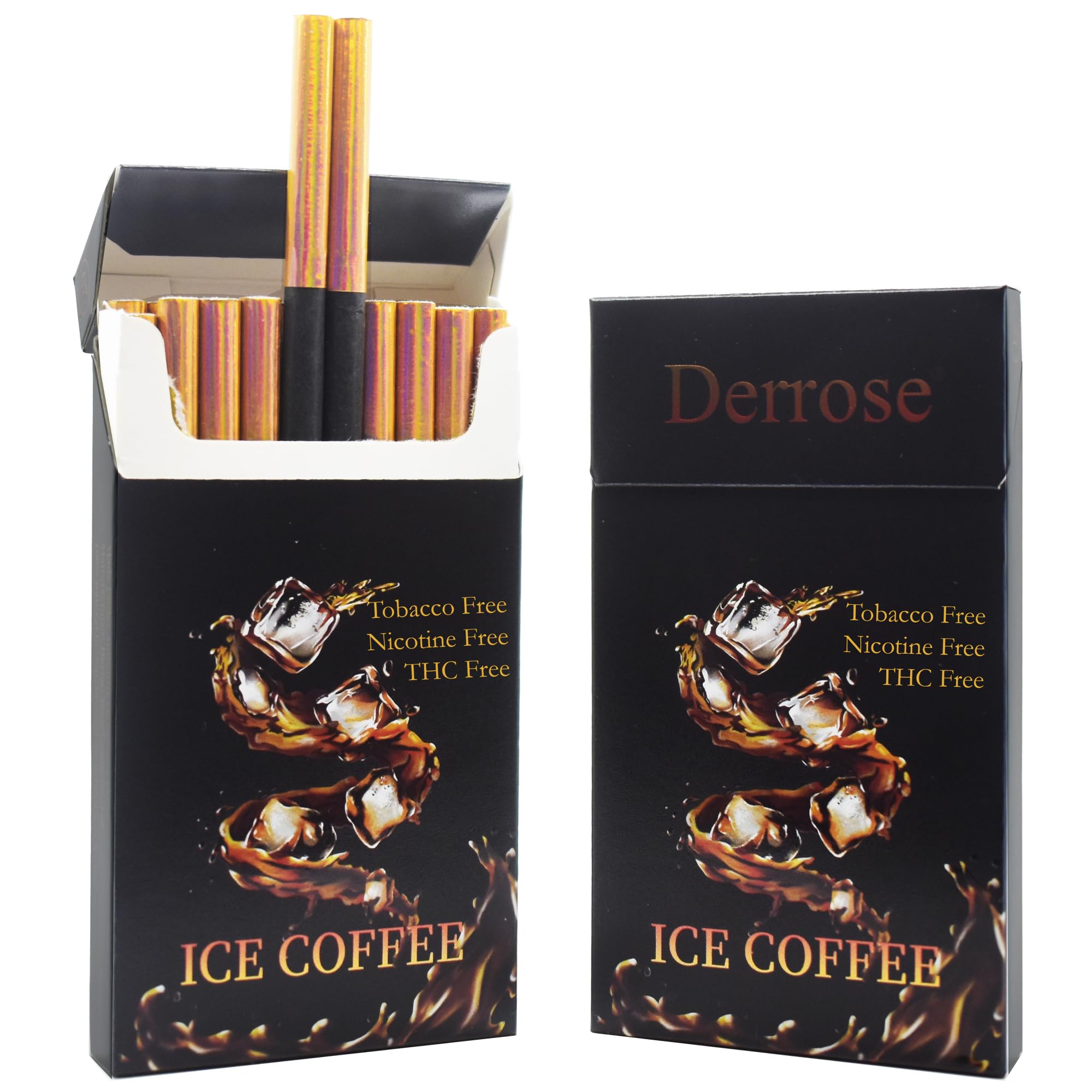Derrose ice coffee frente del empaque mostrando presentación higiénica y total de 40 palitos