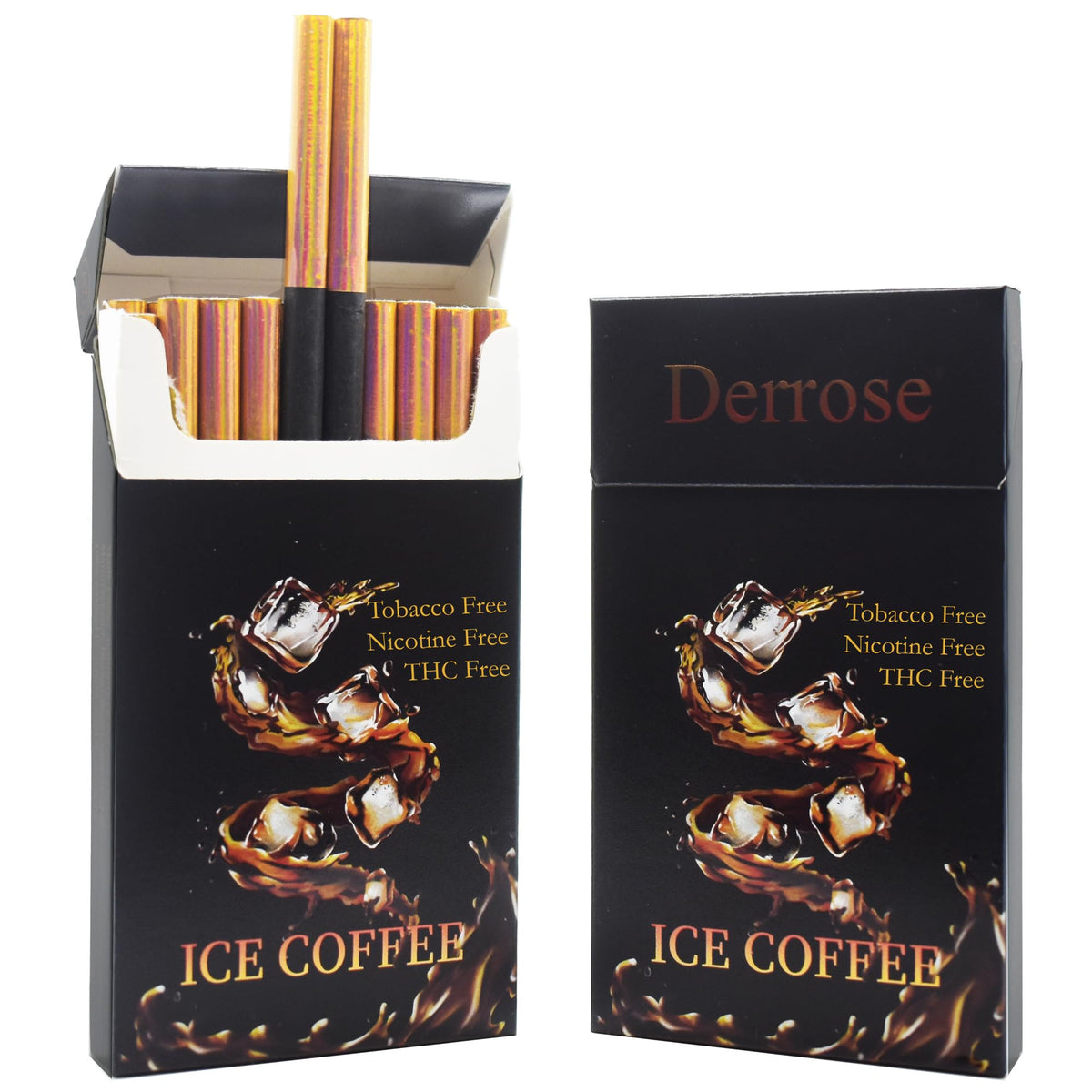 Derrose ice coffee frente del empaque mostrando presentación higiénica y total de 40 palitos