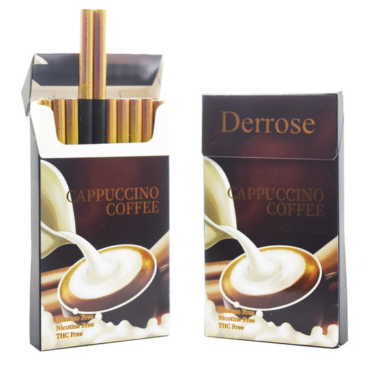 Derrose embalaje frontal con aroma capuchino y alternativa sin tabaco
