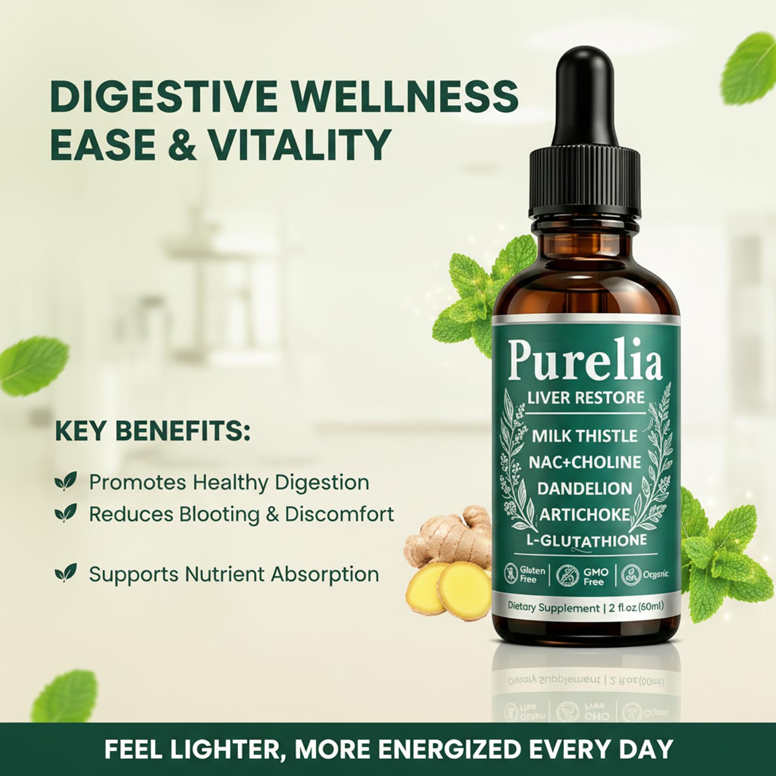 Gotas de DERTCOZ Purelia en rutina matutina simple para comodidad diaria